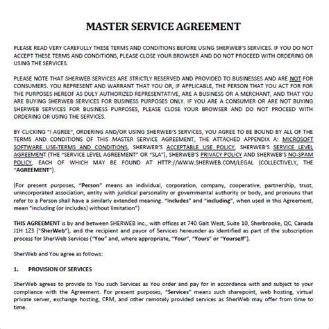 Master Services Agreement Template Free