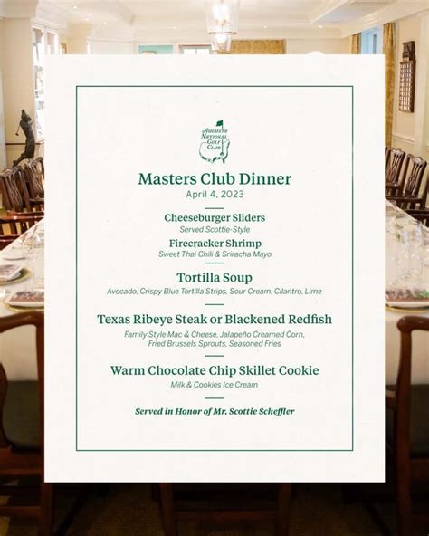 Masters Dinner Menu Template