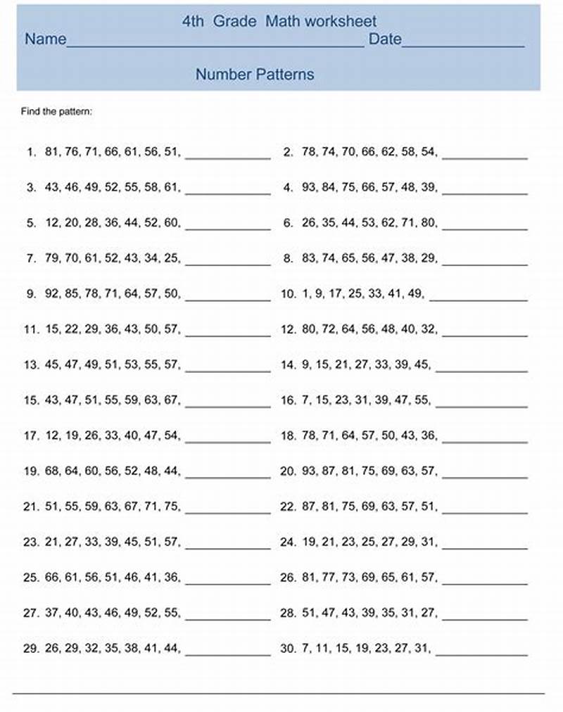 Math For 4th Graders Printable Worksheets