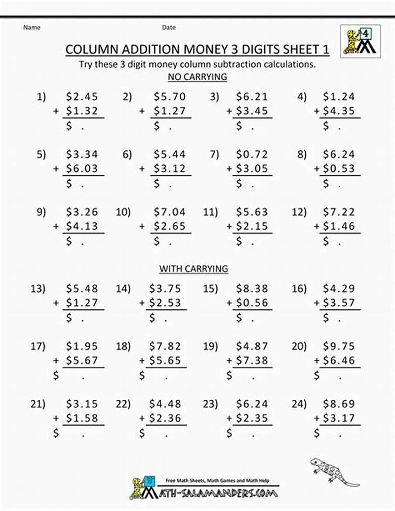 Math Worksheets For 4th Graders Printable