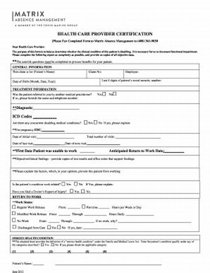 Matrix Absence Management Short Term Disability Form