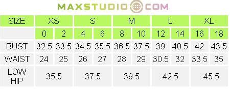 Max Studio Sizing Chart