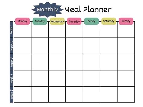 Meal Calendar Template