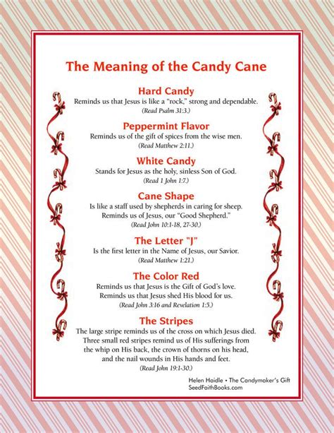 Meaning Of The Candy Cane Printable