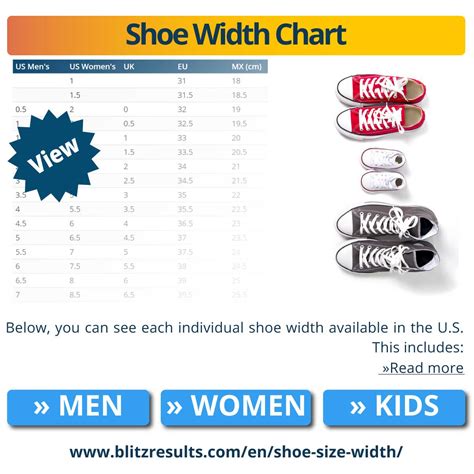 Measure Shoe Width Chart