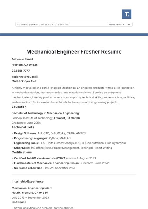 Mechanical Engineer Resume Template