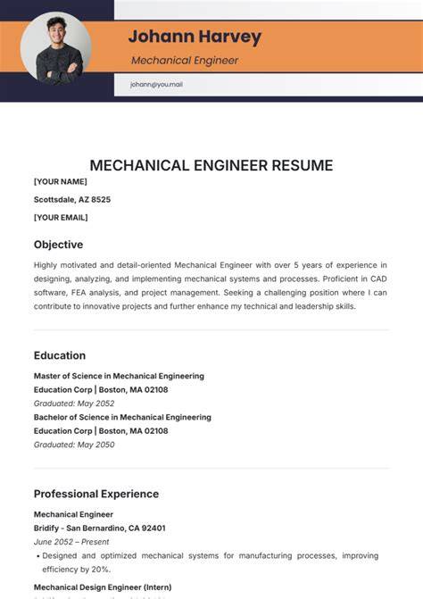 Mechanical Engineer Resume Template Free Download