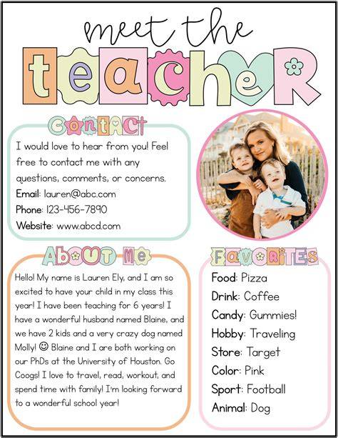 Meet The Teacher Template Free Editable Word