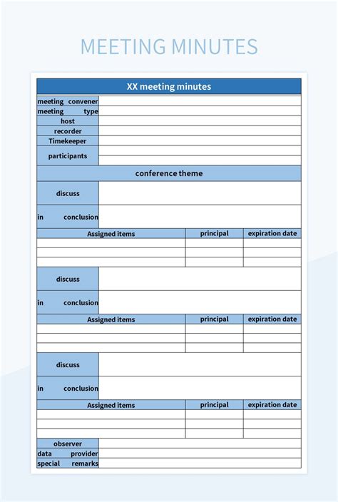 Meeting Minutes Template Excel