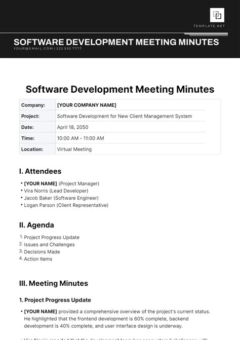 Meeting Minutes Template Software