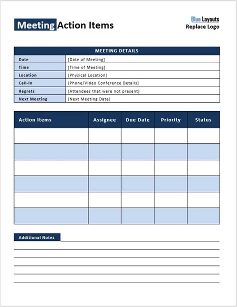 Meeting Notes Template With Action Items