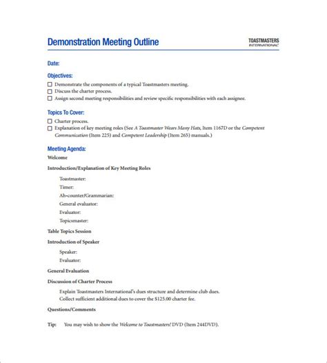 Meeting Outline Template