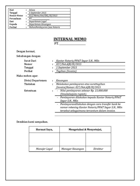 Memo Internal Perusahaan