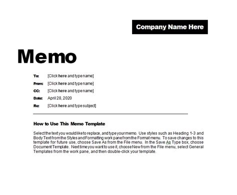 Memo Template On Word