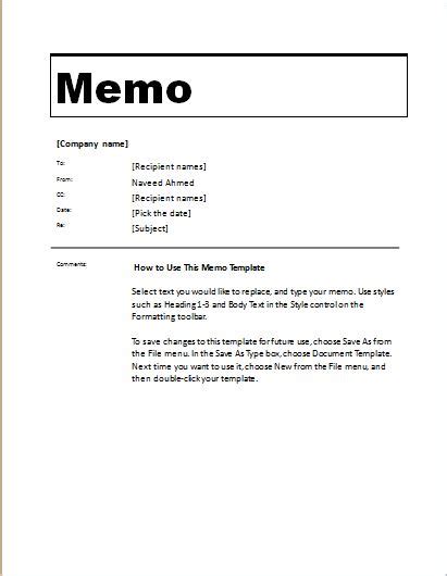 Memorandum For Record Template Word