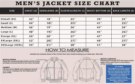 Men's Jacket Size Chart