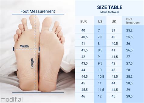 Men Size Chart Shoes