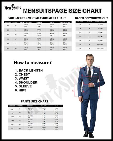Men Suit Measurement Chart