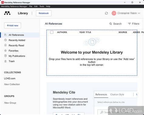 Mendeley interface