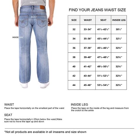 Mens Jeans Size Chart Cm