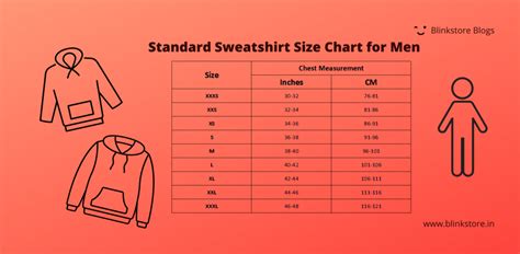 Mens Sweatshirt Sizing Chart