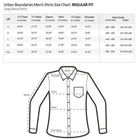 Mens Xl Shirts Size Chart