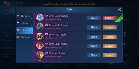 Menu Profil Mobile Legends