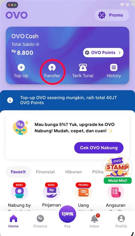 Menu Transfer OVO
