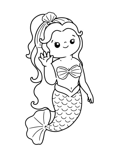 Mermaid Coloring Template
