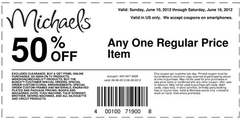 Michael Coupons 50 Off Printables
