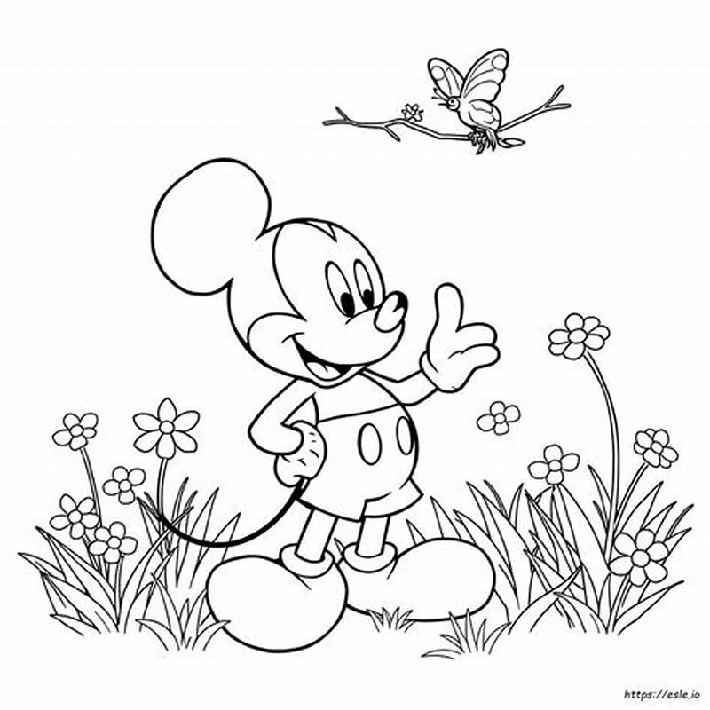 Mickey Mouse Spring Coloring Pages