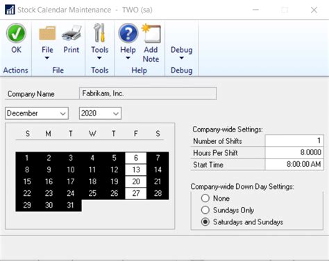 Microsoft Dynamics GP Calendar Error