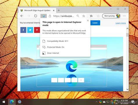 Microsoft Edge browser with IE Mode enabled