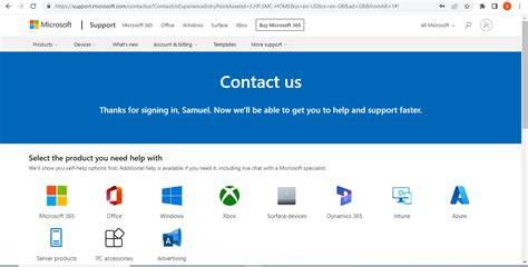 Microsoft Support contact