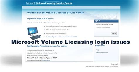 Microsoft Volume Licensing Login Issues