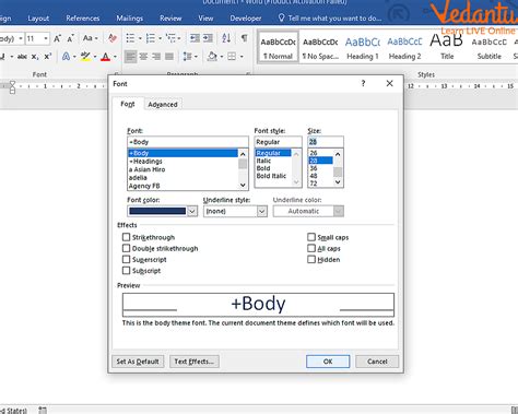 Microsoft Word formatting options