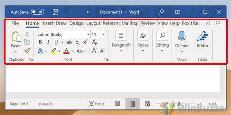 Microsoft Word interface ribbon