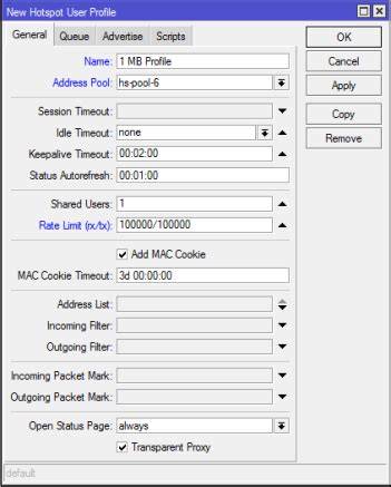 Mikrotik User Profile configuration