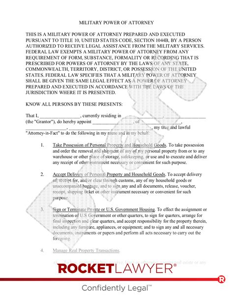 Military Power Of Attorney Template