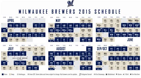 Milwaukee Brewers Schedule Printable