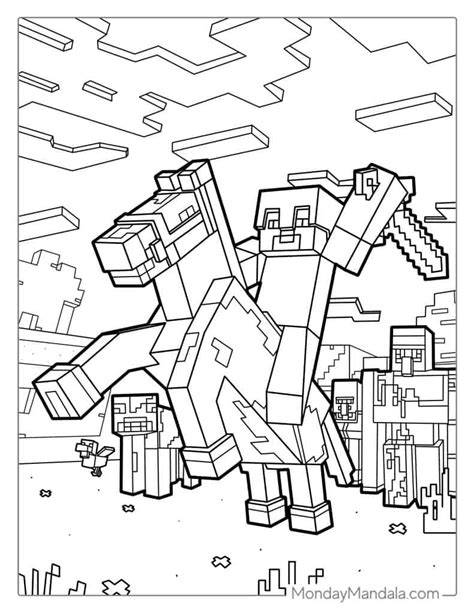 Minecraft Horse With Person Riding Printable Coloring Page