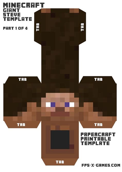 Minecraft Papercraft Steve Template