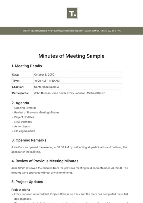 Minutes To Meeting Template