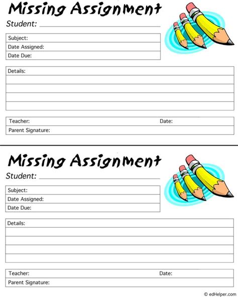 Missing Assignments Template
