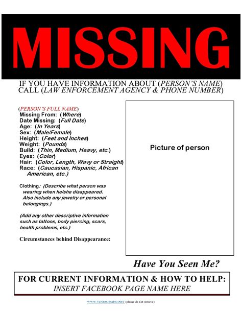 Missing Person Report Template
