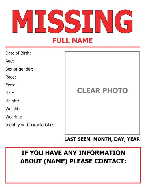 Missing Person Template