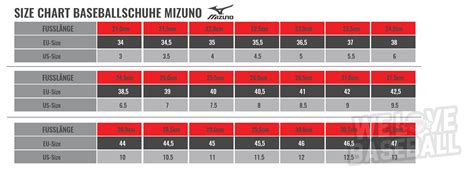 Mizuno Cleats Size Chart