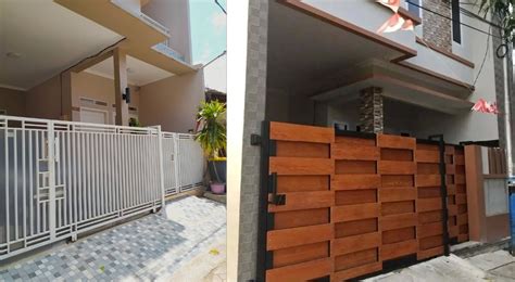 Model Pagar Rumah Besi Hollow Panel Kayu