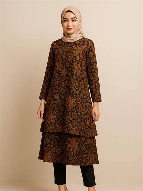 Model Tunik Batik Brokat Tile Kekinian