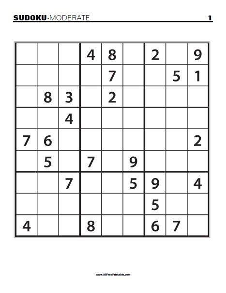 Moderate Sudoku Printable